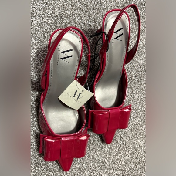 Worthington Women's 9M Vibrant Red Slingback Pumps W/Bow Accent NWT - Picture 3 of 11